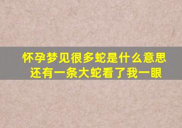 怀孕梦见很多蛇是什么意思 还有一条大蛇看了我一眼